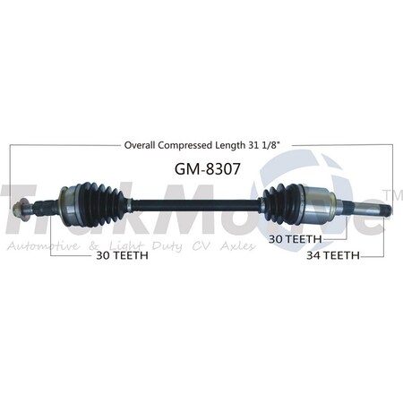 Surtrack Axle Cv Axle Shaft, Gm-8307 GM-8307